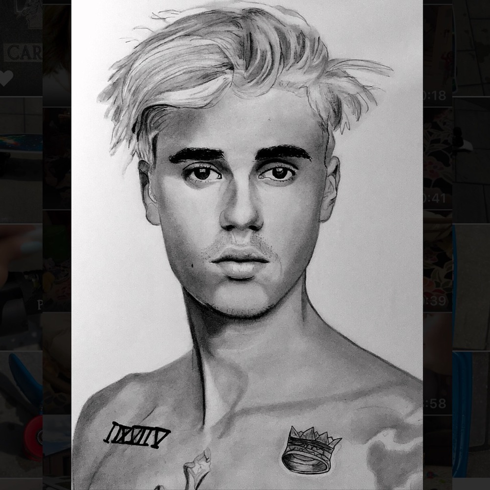 Justin Bieber Drawing (Art) (Painting) (Poster)